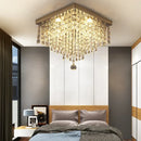 Modern square black crystal led chandelier dining room ceiling lamp