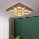Modern square chrome crystal led ceiling light living room dimmable