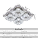 Modern square chrome crystal led ceiling light living room dimmable