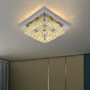 Modern square chrome crystal led ceiling light living room dimmable
