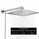 Modern square chrome rainfall shower head with arm and hose bathroom