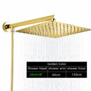 Modern square chrome rainfall shower head with arm and hose bathroom