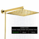 Modern square chrome rainfall shower head with arm and hose bathroom