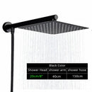 Modern square chrome rainfall shower head with arm and hose bathroom