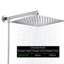 Modern square chrome rainfall shower head with arm and hose bathroom