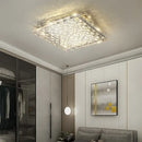 Modern square crystal led ceiling light bedroom silver & chrome