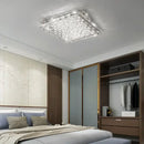 Modern square crystal led ceiling light bedroom silver & chrome