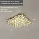 Modern square crystal led ceiling light bedroom silver & chrome