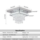 Modern square crystal led pendant chandelier dining room light