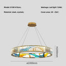 Modern stained glass circle steel led pendant chandelier living room