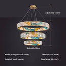 Modern stained glass circle steel led pendant chandelier living room