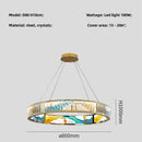 Modern stained glass circle steel led pendant chandelier living room
