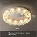 Modern stainless steel bubble glass led ceiling light bedroom fixture