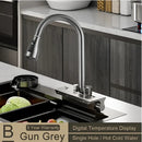 Modern stainless steel digital display pull out kitchen faucet