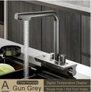 Modern stainless steel digital display pull out kitchen faucet