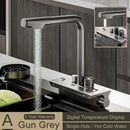 Modern stainless steel digital display pull out kitchen faucet