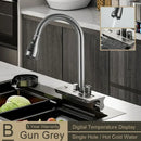 Modern stainless steel digital display pull out kitchen faucet