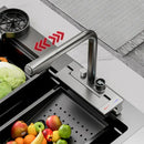 Modern stainless steel digital display pull out kitchen faucet