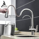 Modern stainless steel pull down kitchen faucet with extendable hose