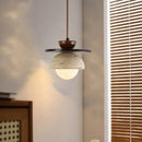 Modern stone and wood glass ball led pendant lamp dining room