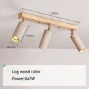 Modern stone & wood 3-head led ceiling spotlight for living room