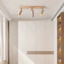Modern stone & wood 3-head led ceiling spotlight for living room