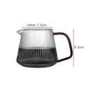 Modern striped glass coffee pot with amber handle kitchen carafe