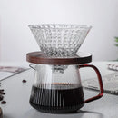 Modern striped glass coffee pot with amber handle kitchen carafe