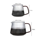 Modern striped glass coffee pot with amber handle kitchen carafe