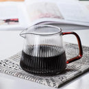 Modern striped glass coffee pot with amber handle kitchen carafe