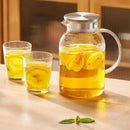 Modern striped glass cold water kettle set kitchen silver lid
