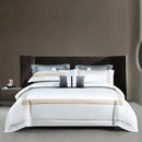 Modern striped white & beige luxury bedding set bedroom cotton