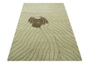 Modern Stripes Design Beige and Brown Hand loom 5.6x8 wool and art Silk Area Rug