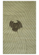 Modern Stripes Design Beige and Brown Hand loom 5.6x8 wool and art Silk Area Rug