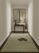 Modern Stripes Design Beige and Brown Hand loom 5.6x8 wool and art Silk Area Rug