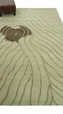 Modern Stripes Design Beige and Brown Hand loom 5.6x8 wool and art Silk Area Rug