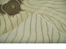 Modern Stripes Design Beige and Brown Hand loom 5.6x8 wool and art Silk Area Rug