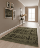 Modern Stripes Design Charcoal and Greenish Brown 6x8 Hand knotted wool area Rug