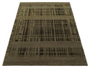 Modern Stripes Design Charcoal and Greenish Brown 6x8 Hand knotted wool area Rug