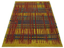 Modern Stripes Design Gold, Charcoal and Brown 5x6.6 Hand loom wool area Rug