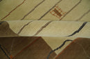 Modern stripes Design Olive and Beige Hand loom 4x6 wool and Art Silk Area Rug