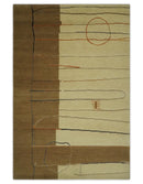 Modern stripes Design Olive and Beige Hand loom 4x6 wool and Art Silk Area Rug