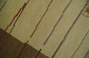 Modern stripes Design Olive and Beige Hand loom 4x6 wool and Art Silk Area Rug