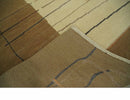 Modern stripes Design Olive and Beige Hand loom 4x6 wool and Art Silk Area Rug