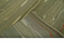 Modern stripes Design Olive, Light Green, Beige and Rust Hand loom 5x7 wool and Art Silk Area Rug