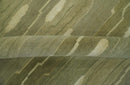 Modern stripes Design Olive, Light Green, Beige and Rust Hand loom 5x7 wool and Art Silk Area Rug