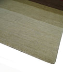 Modern Stripes Ivory, Rust, Maroon and Brown Hand loom 5.6x6.6 Wool Area Rug