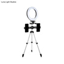 Modern style black & silver led ring flash light with tripod office