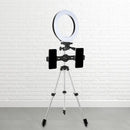 Modern style black & silver led ring flash light with tripod office