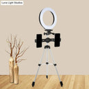 Modern style black & silver led ring flash light with tripod office